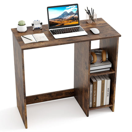Petit bureau d'ordinateur à 2 étagères, 80 x 40 x 74 cm, marron