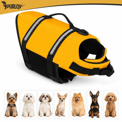 Schwimmweste für kleine Hunde, reflektierend, 4-7 kg, Gelb