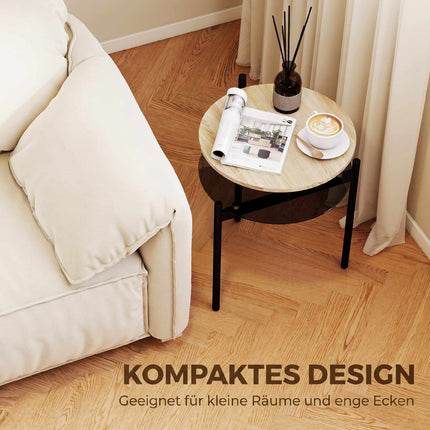Kleiner Beistelltisch aus Eiche mit offener Glasablage, 41,8 x 39,8 x 53,5 cm