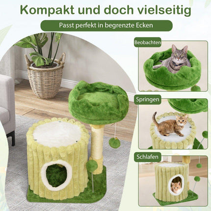 Petit arbre à chat griffoir avec plateforme sisal griffoir grotte à chat & 2 boules vert