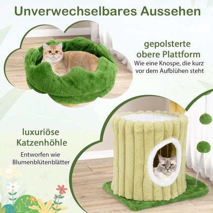 Petit arbre à chat griffoir avec plateforme sisal griffoir grotte à chat & 2 boules vert