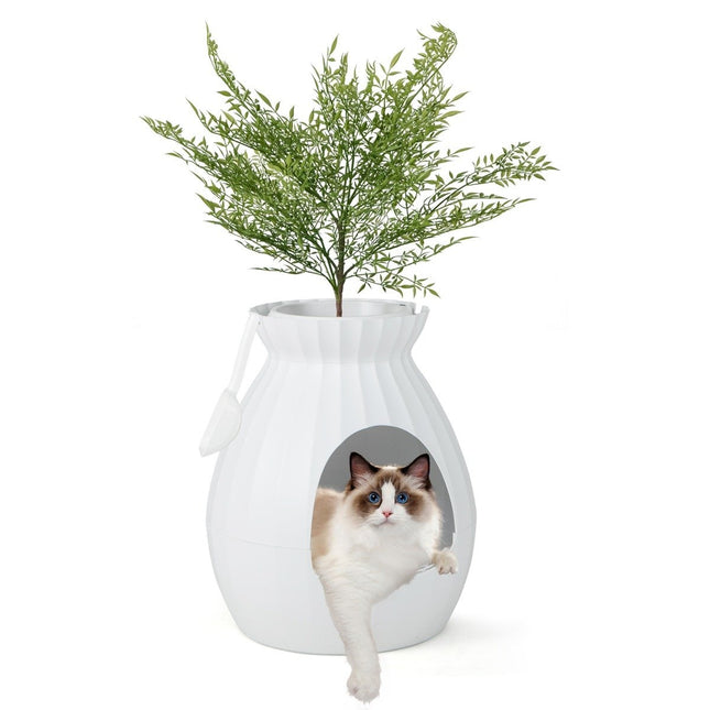 Bac à litière intelligent pour chat avec élimination électronique des odeurs et stérilisation style pot de fleur