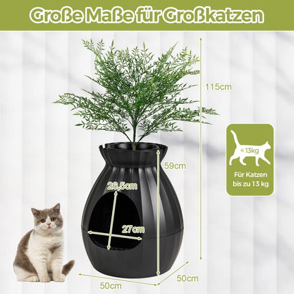 Bac à litière intelligent pour chat avec système anti-odeurs, 63 L, noir