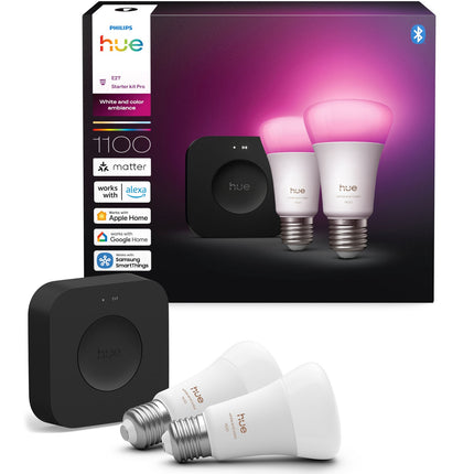 Smarte LED-Lampen E27 1100lm, Weiß & Farbe, 2er-Pack mit Bridge