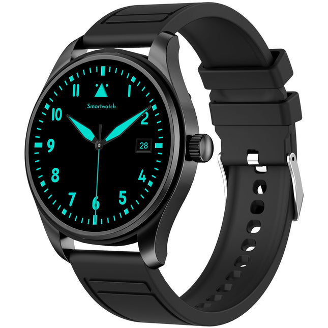 Montre connectée ronde avec écran AMOLED de 1,32 pouce, fonction de réponse aux appels, noire