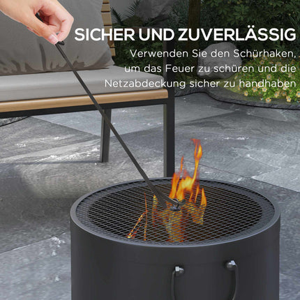 Rauchfreie Feuerstelle, Metall, Funkenschutz, 38 x 27 cm, Dunkelgrau