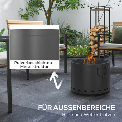 Rauchfreie Feuerstelle, Metall, Funkenschutz, 38 x 27 cm, Dunkelgrau
