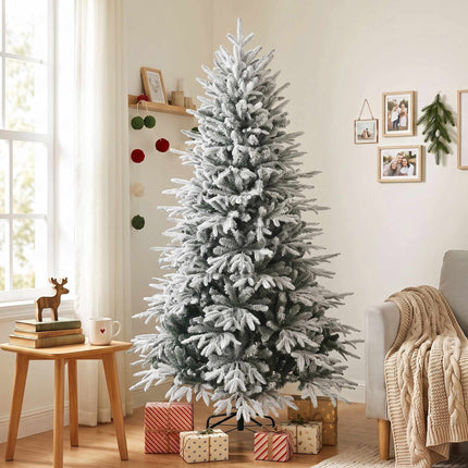 Snow Flocked Artificial Christmas Tree 180 cm with 1920 Tips, Hinged Branches