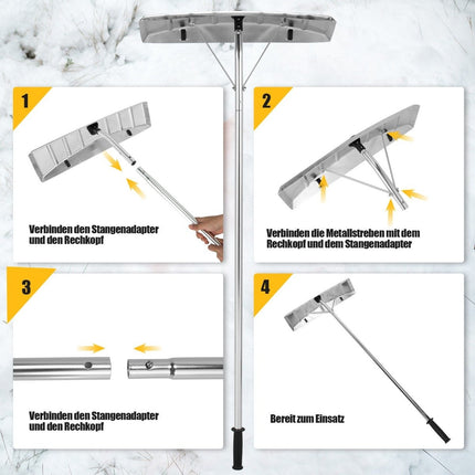 Pelle à neige 1,48-6,08 m Râteau de toit réglable Déneigeur en aluminium