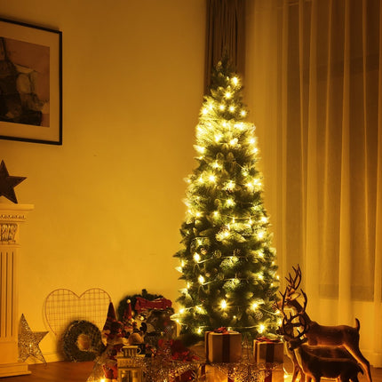 Beschneiter Weihnachtsbaum mit Metallständer und 630 Spitzen PVC-Nadeln 220 cm