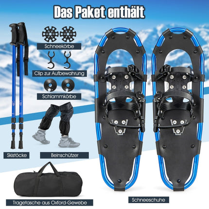 Raquettes à neige avec fixations à double cliquet, 53 cm, bleu marine