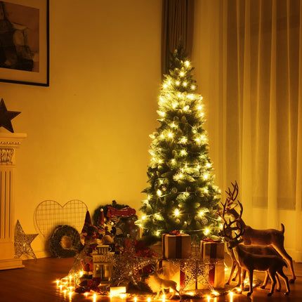 Sapin de Noël enneigé avec support en métal, 630 branches en PVC, 180 cm