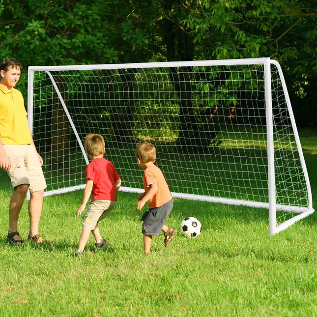 But de football 365 x 182 cm avec filet et piquets durables