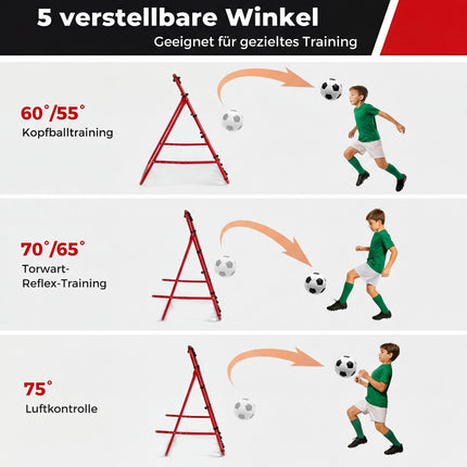Fußball Rebounder Netz mit 5 einstellbaren Winkeln, 100x100 cm