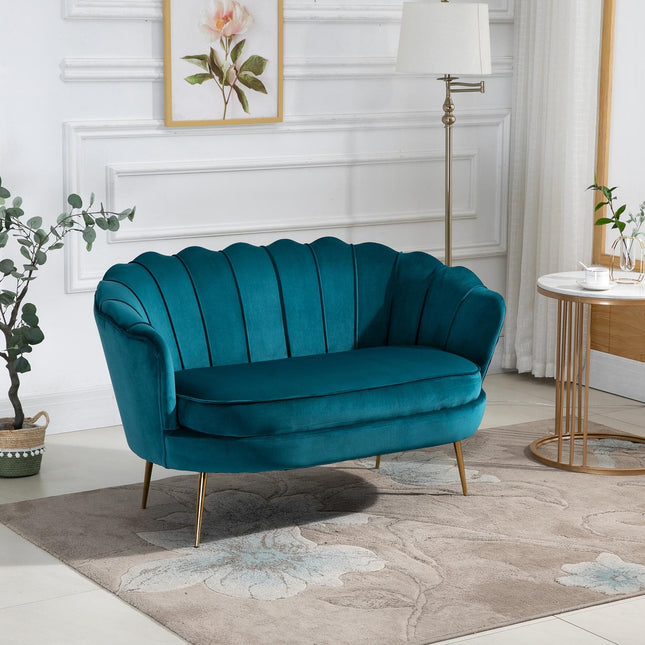 Modernes 2-Sitzer Sofa, Samtoptik, 130 cm, dunkelgrün