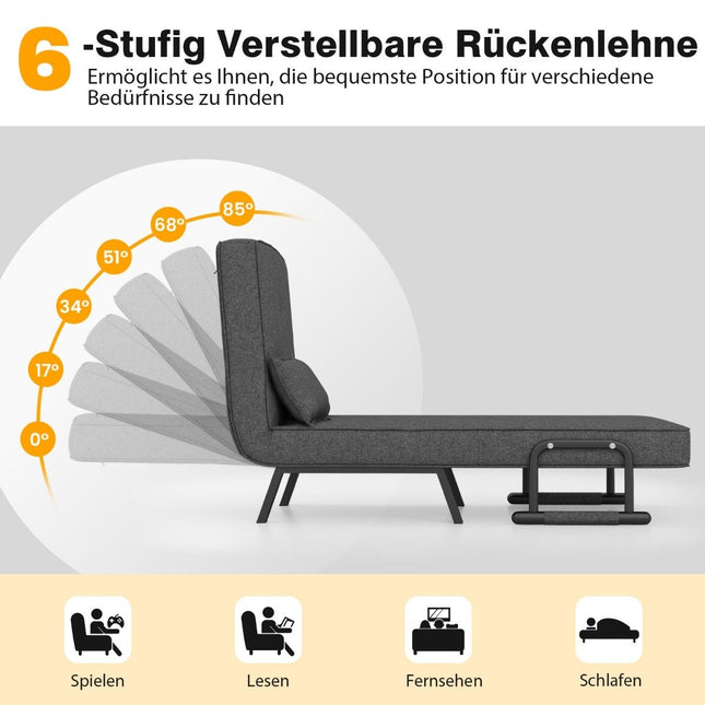 Schlafsofa, klappbar, verstellbar, Schlafsofa, Schlafcouch mit Rückenlehne, Dunkelgrau