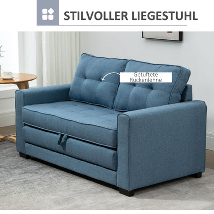 Schlafsofa in blauem Stoff mit Schlaffunktion, 2-Sitzer
