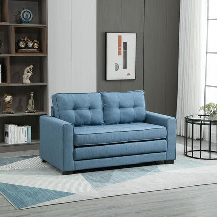 Schlafsofa in blauem Stoff mit Schlaffunktion, 2-Sitzer