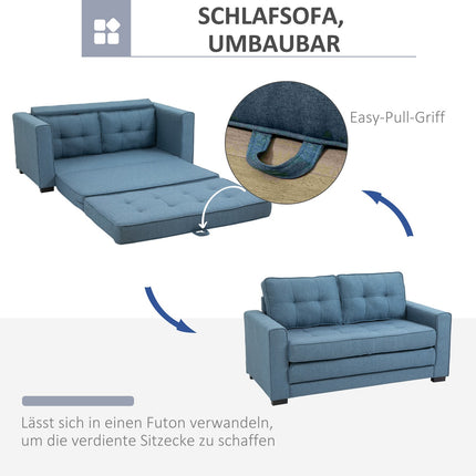 Schlafsofa in blauem Stoff mit Schlaffunktion, 2-Sitzer