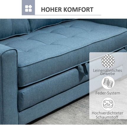 Schlafsofa in blauem Stoff mit Schlaffunktion, 2-Sitzer