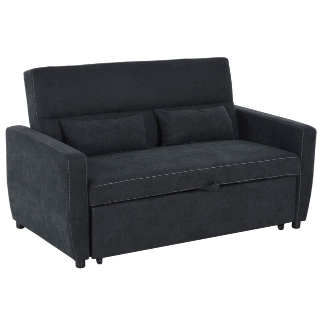 Schwarzes 2-Sitzer Schlafsofa aus Stoff mit Schlaffunktion