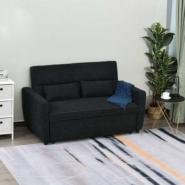 Schwarzes 2-Sitzer Schlafsofa aus Stoff mit Schlaffunktion