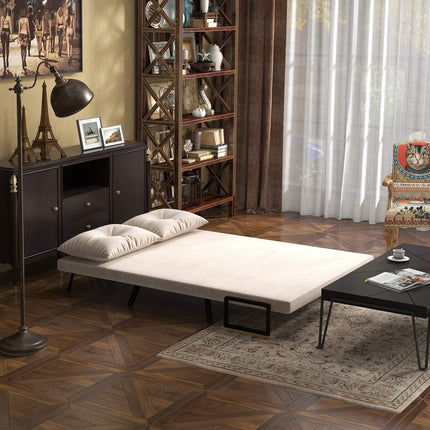 Klappbares Schlafsofa in Samtoptik, verstellbar, beige, 102x73x81 cm