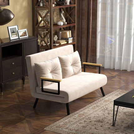Klappbares Schlafsofa in Samtoptik, verstellbar, beige, 102x73x81 cm