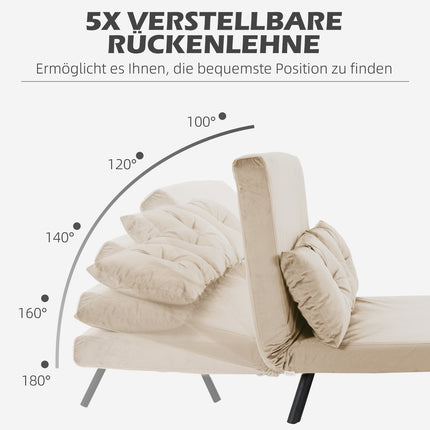 Klappbares Schlafsofa in Samtoptik, verstellbar, beige, 102x73x81 cm