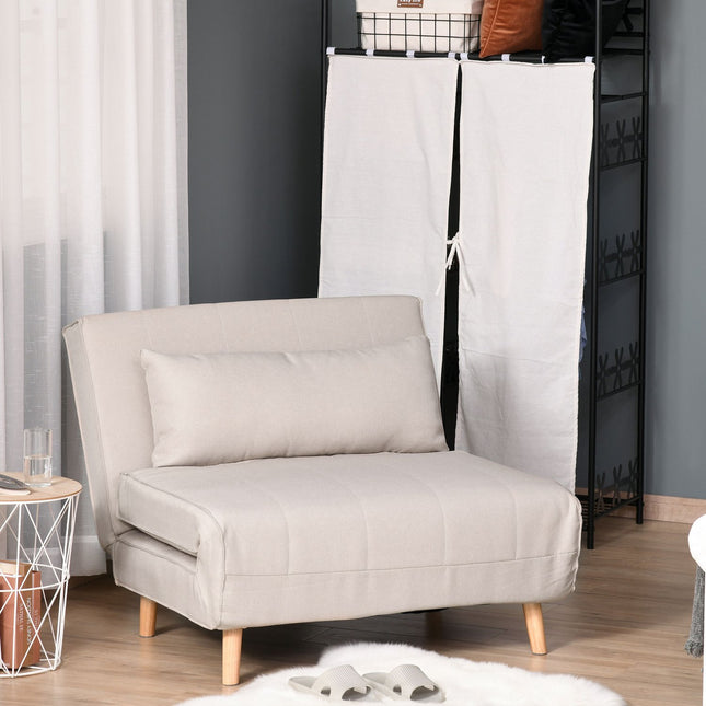 Klappbares Schlafsofa mit verstellbarer Rückenlehne, Leinenoptik