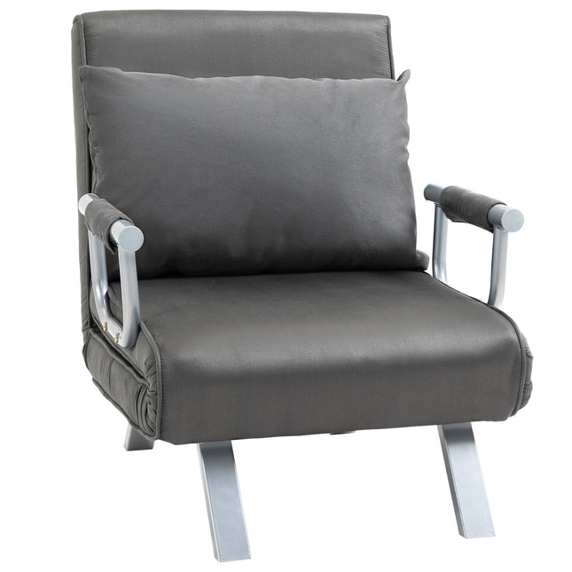 Graues Schlafsofa aus Kunstleder - 3-in-1 Gästebett, Récamiere