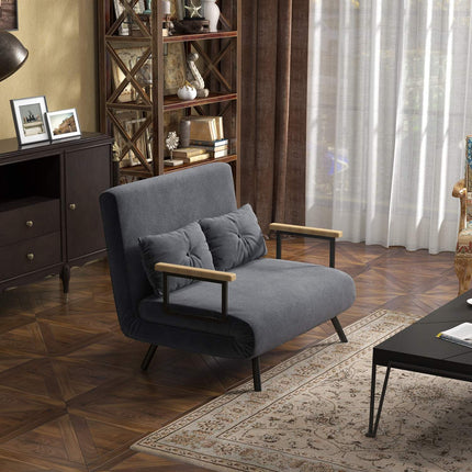 Dunkelgraues Samt-Schlafsofa mit Stauraum und Kissen