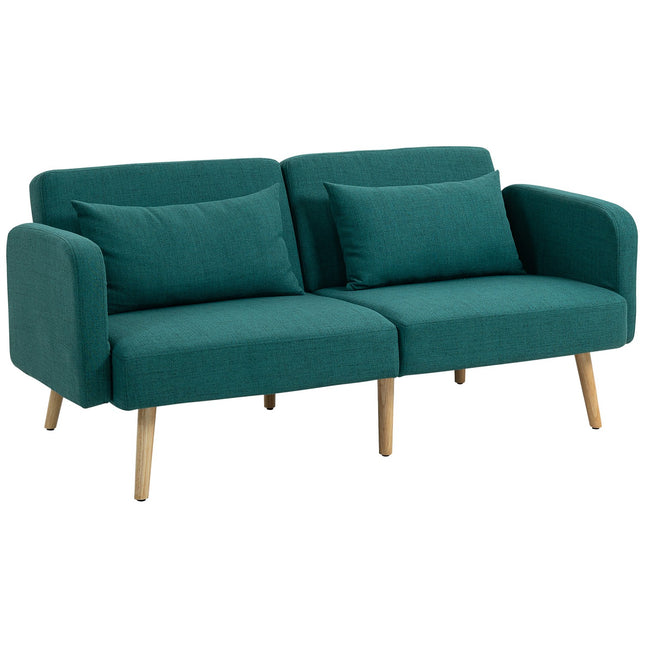 Schlafsofa mit verstellbarer Rückenlehne, Leinenoptik, Grün