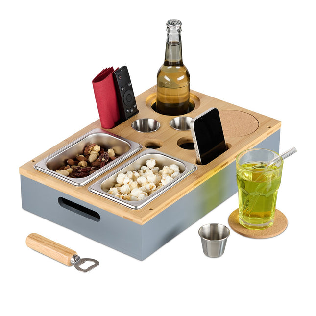Sofa-Snacktablett mit Getränkehaltern und Handyhalterung
