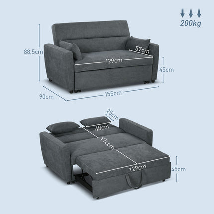 Schlafsofa, Samtoptik, verstellbare Rückenlehne, 2-Sitzer