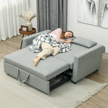 Canapé-lit, canapé 2 places avec fonction couchage, dossier réglable, canapé avec coussins, aspect velours, canapé-lit avec coffre de lit pour salon, chambre d'amis, gris clair