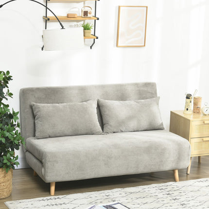 Graues Samt-Schlafsofa mit verstellbarer Rückenlehne, 141cm