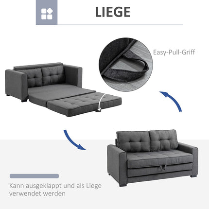Graues Leinen Touch Schlafsofa mit Schlaffunktion