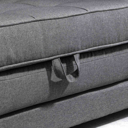 Graues Leinen Touch Schlafsofa mit Schlaffunktion