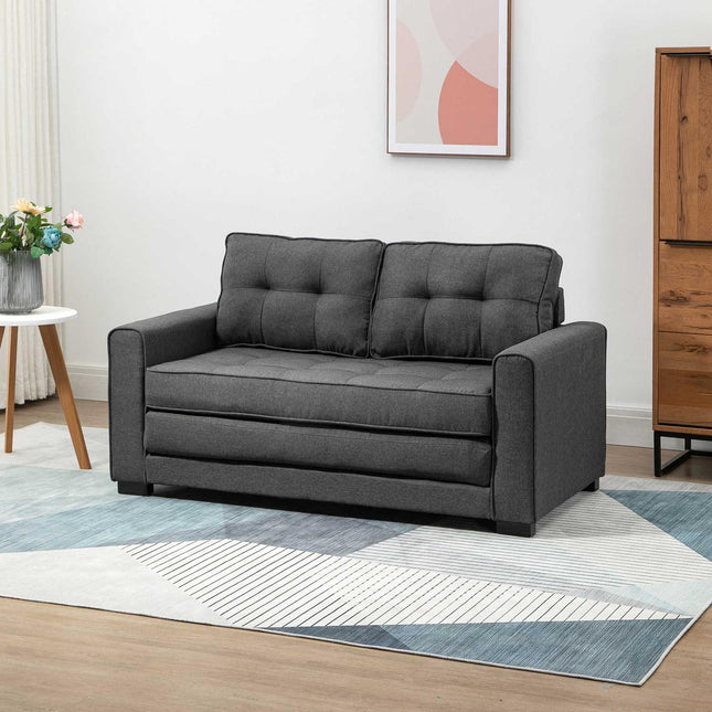 Graues Leinen Touch Schlafsofa mit Schlaffunktion