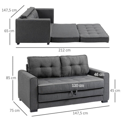 Graues Leinen Touch Schlafsofa mit Schlaffunktion