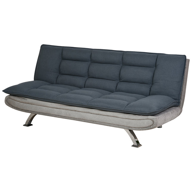 Schlafsofa zum Ausklappen – 3-Sitzer mit Récamiere, grau/beige