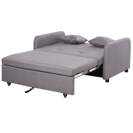 Schlafsofa mit grauer Leinenoptik, Stauraum und Rollen, 2-Sitzer