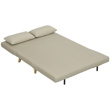 Beiges Samt Schlafsofa mit Lendenkissen - 130 x 78 cm