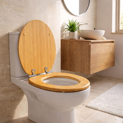 Abattant de toilette en MDF à fermeture amortie, charnières réglables