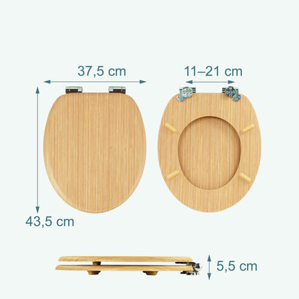 Abattant de toilette en MDF à fermeture amortie, charnières réglables