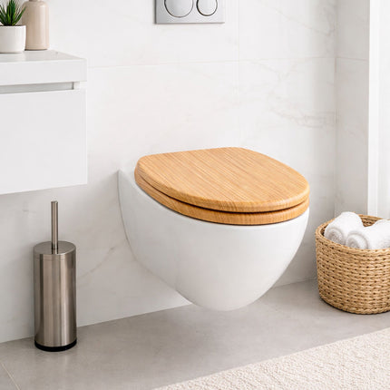 Abattant de toilette en MDF à fermeture amortie, charnières réglables