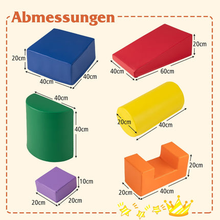 Ensemble de 6 blocs d'escalade en mousse souple, multicolores