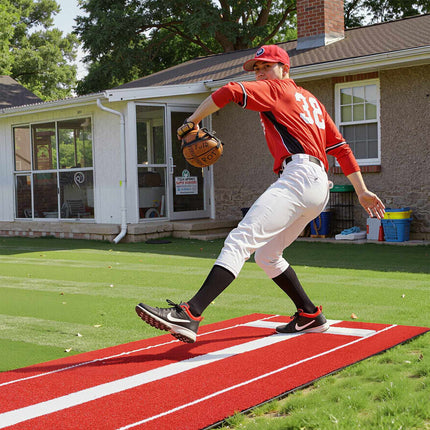 Softball Pitching Mat 10x3 ft With Rubber, Non-Slip Backing