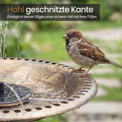 Bain d'oiseaux solaire avec fontaine, 50 x 50 x 72 cm, bronze